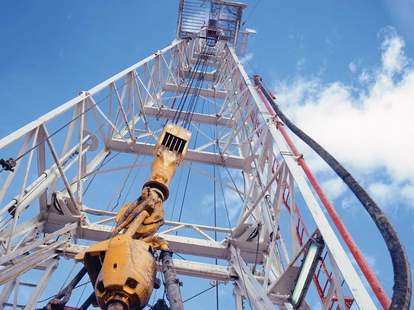 drilling rig from below