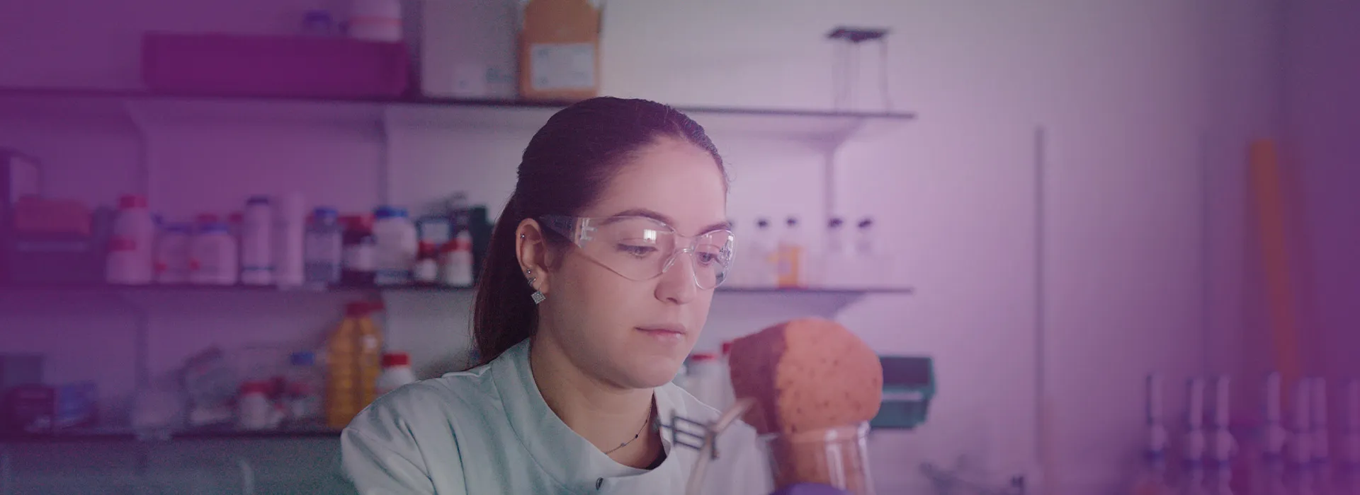Student in a science lab