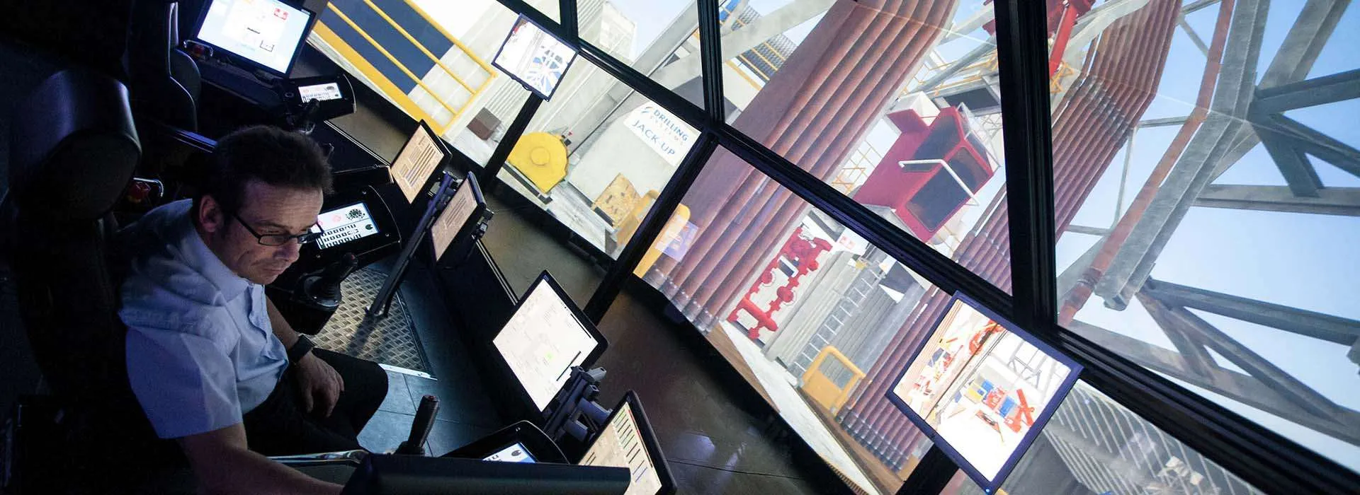 man using the DART offshore platform simulator