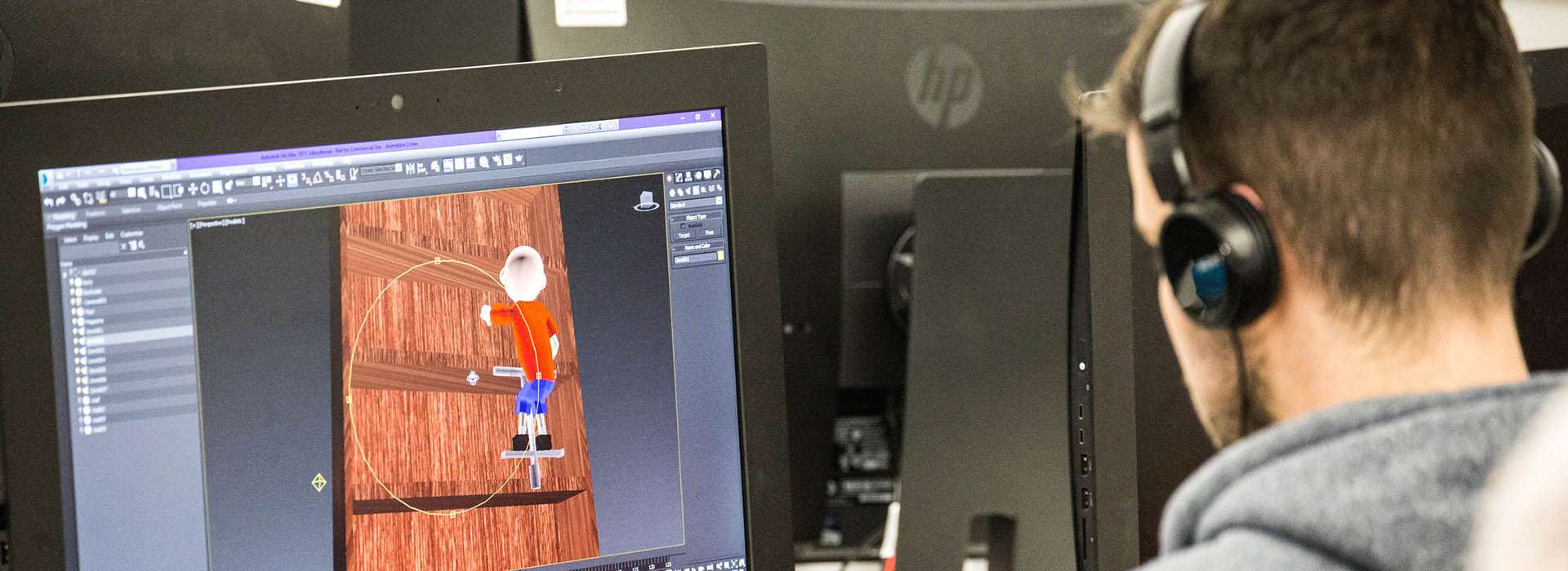 student working on 3D animation
