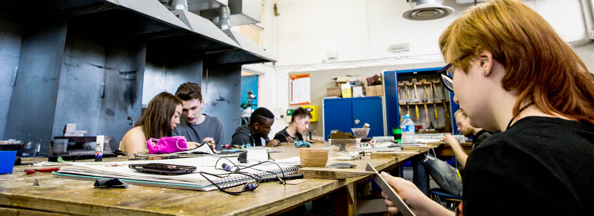 Students in the jewellery workshop at RGU