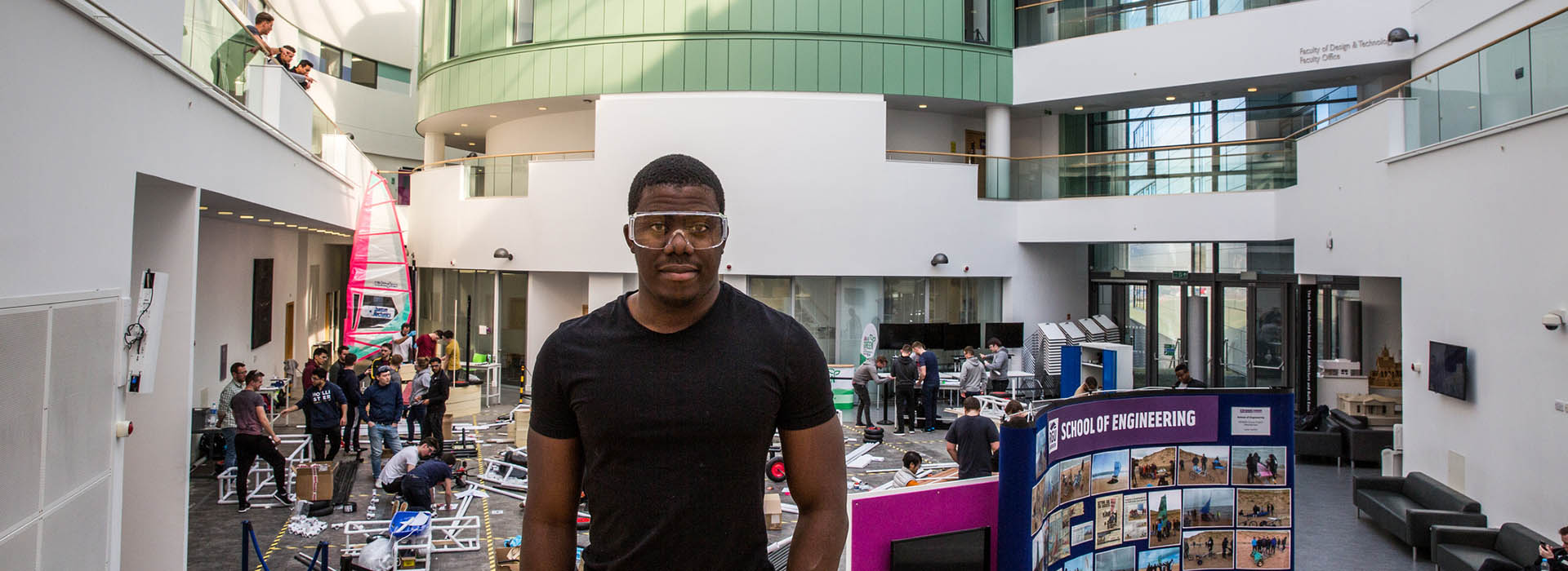 student facing the camera in Sir Ian Wood Building