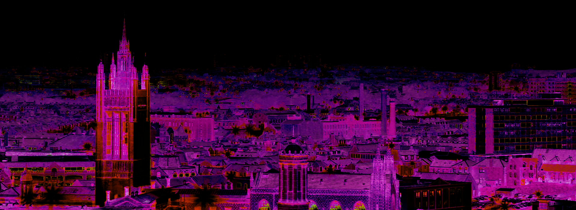 aberdeen skyline in purple and pink colours