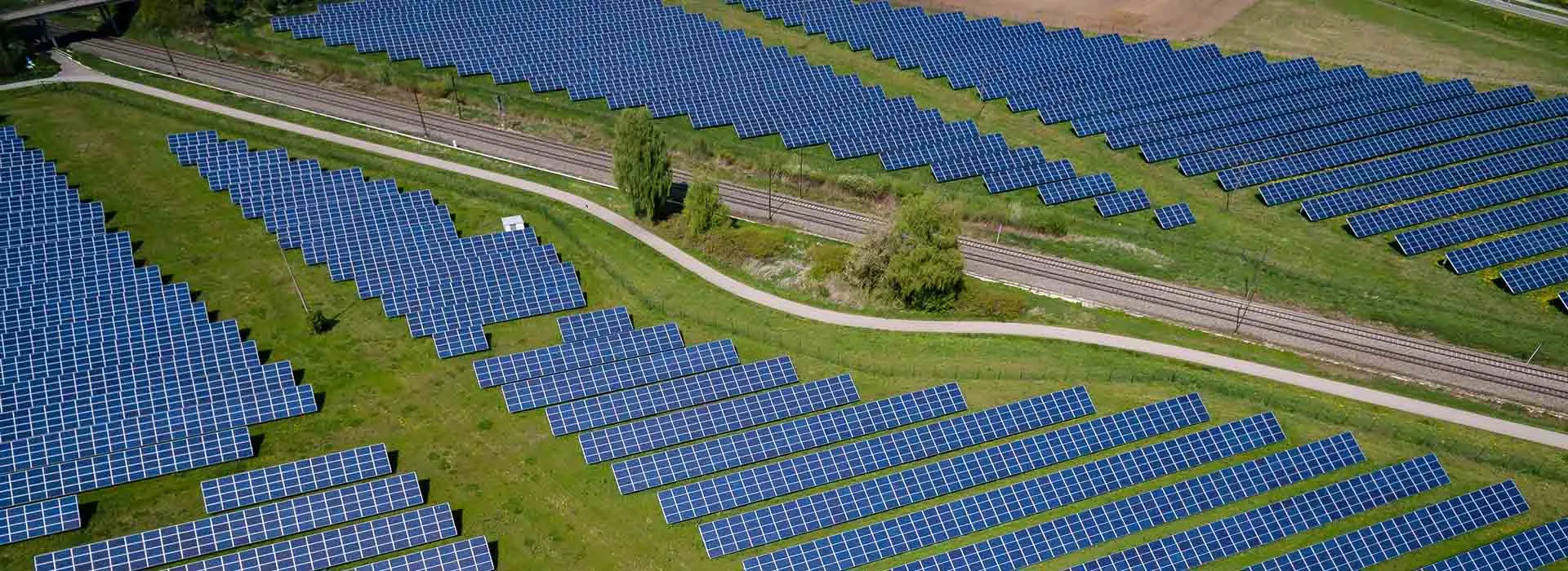 Solar panels in a field