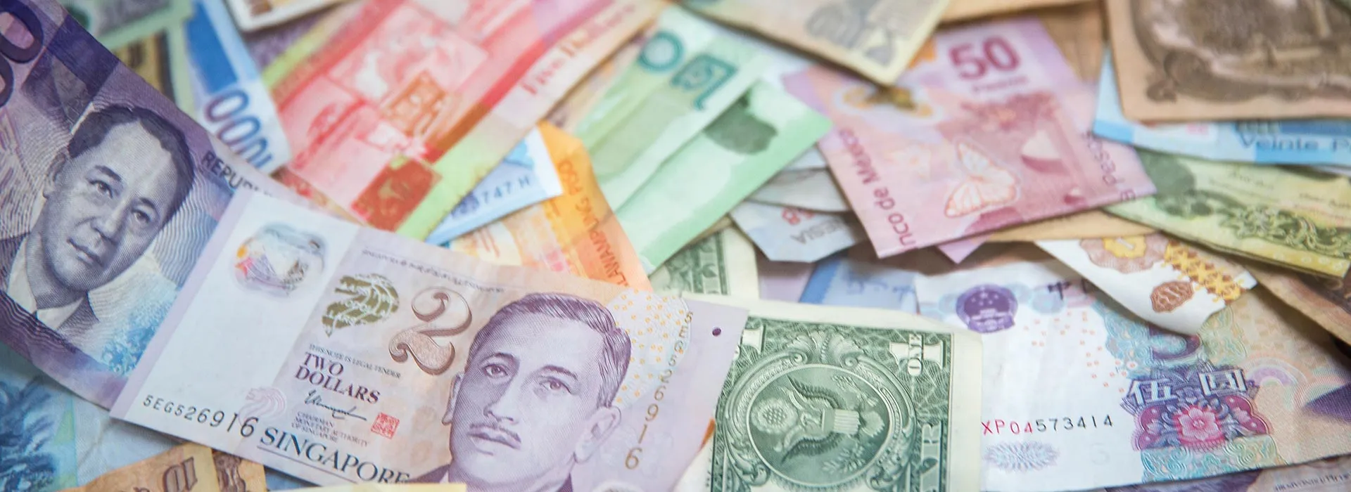 collection of different country's bank notes