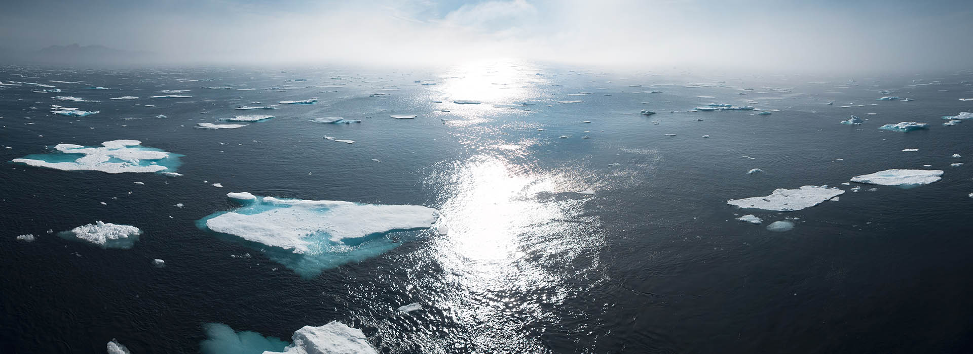pieces of icebergs floating in the sea