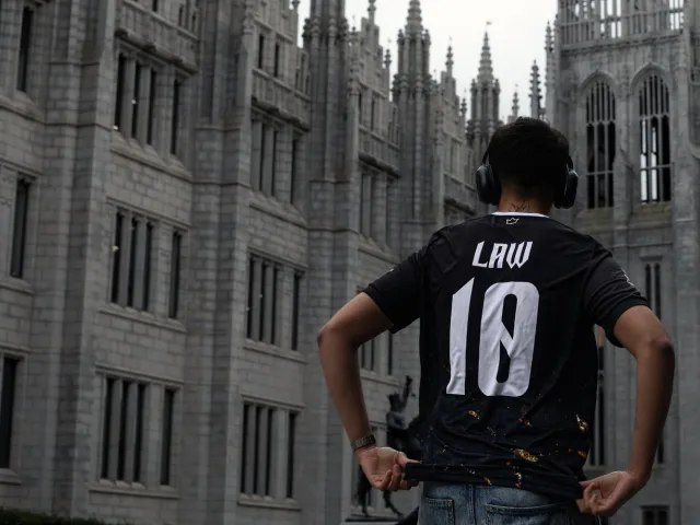 The kit being worn by a model at Marischal College