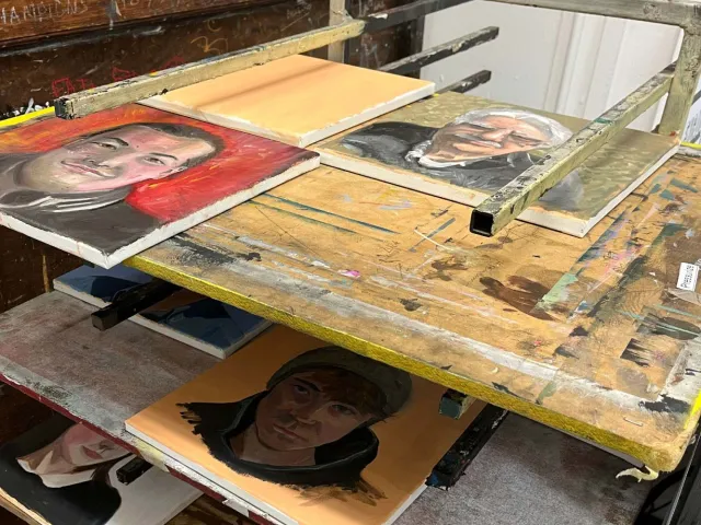 paintings on a drying board