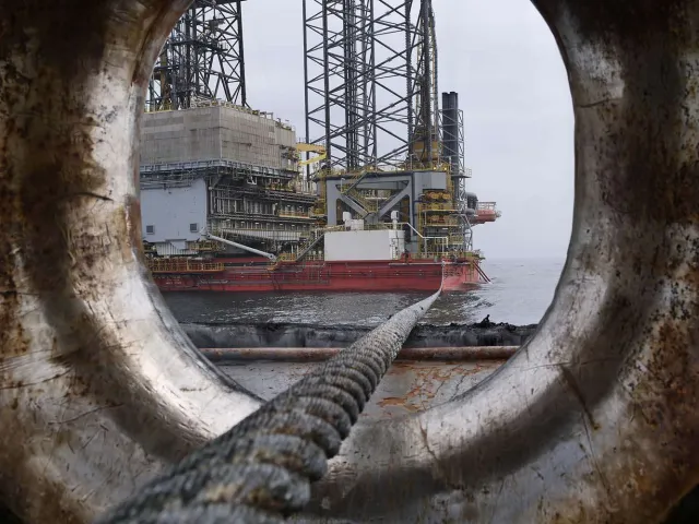 Oil industry with anchor and drill