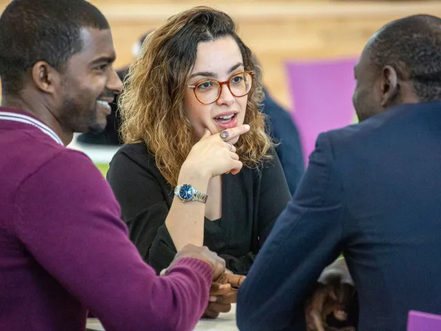 students chatting on RGU campus