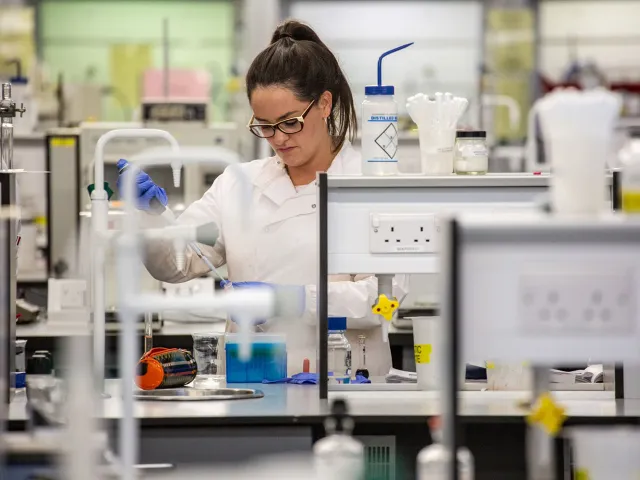 student working in a lab