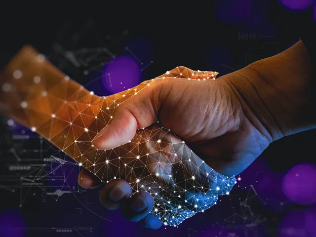 illustration overlaid on an image of a handshake