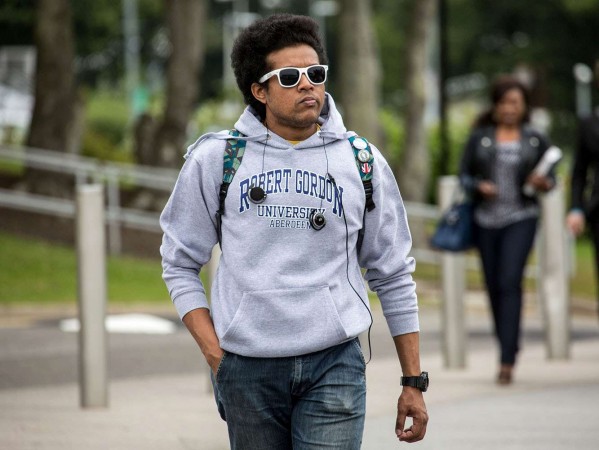student with RGU hoodie on