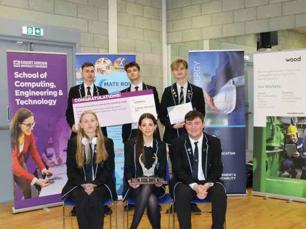 School pupils from Mintlaw Academy posing after winning MATE Scotland ROV 2025
