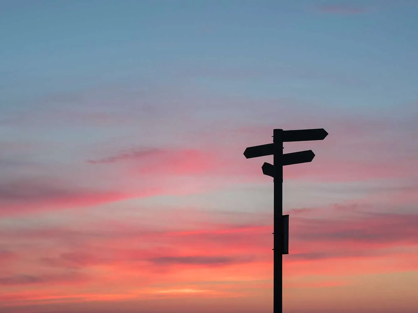 signpost in the sunset